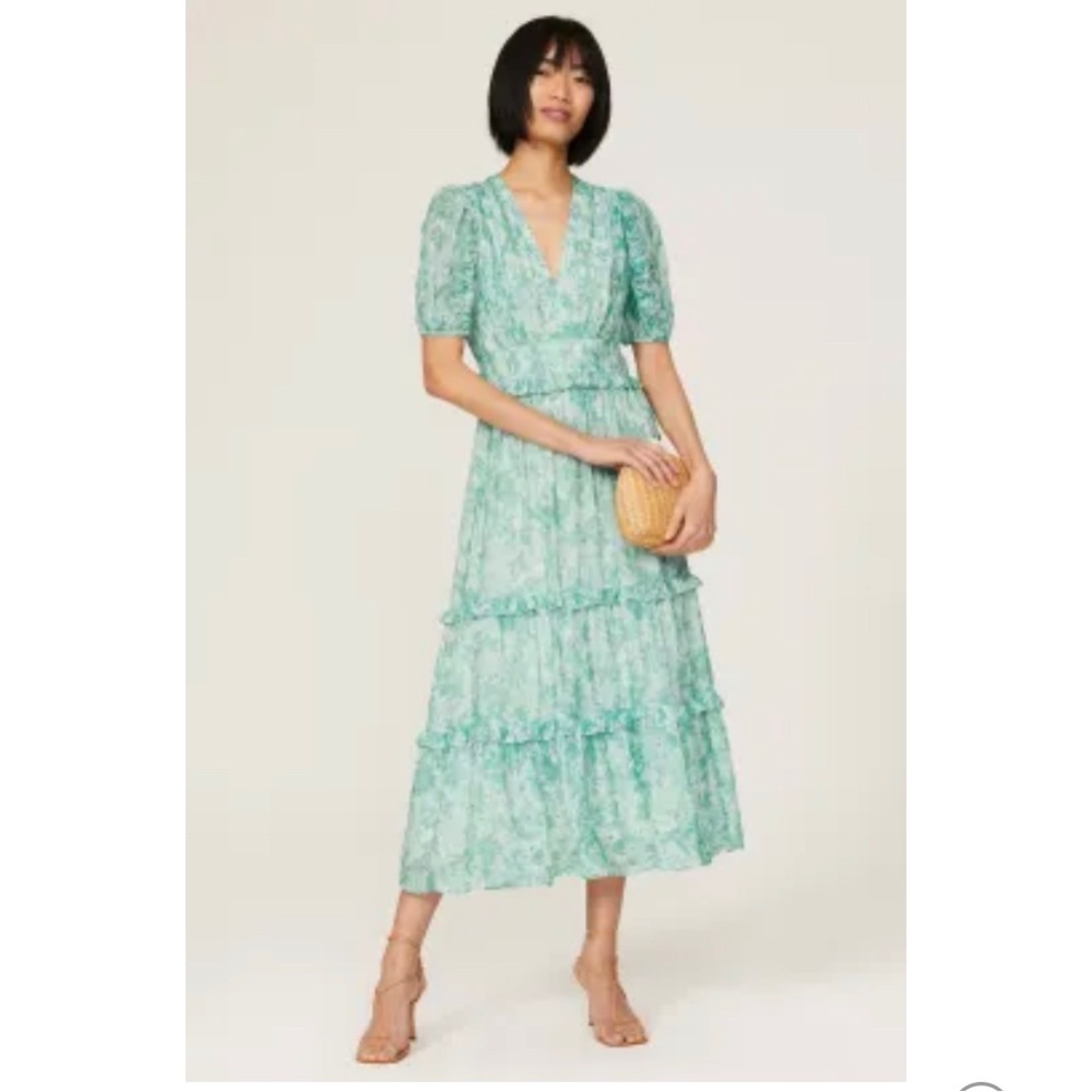 Shoshanna Selene dress in size 6 in a light green and white floral. - Picture 4 of 16